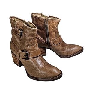 Matisse Double Down Brown Leather Ankle Boots, Women's 7.5